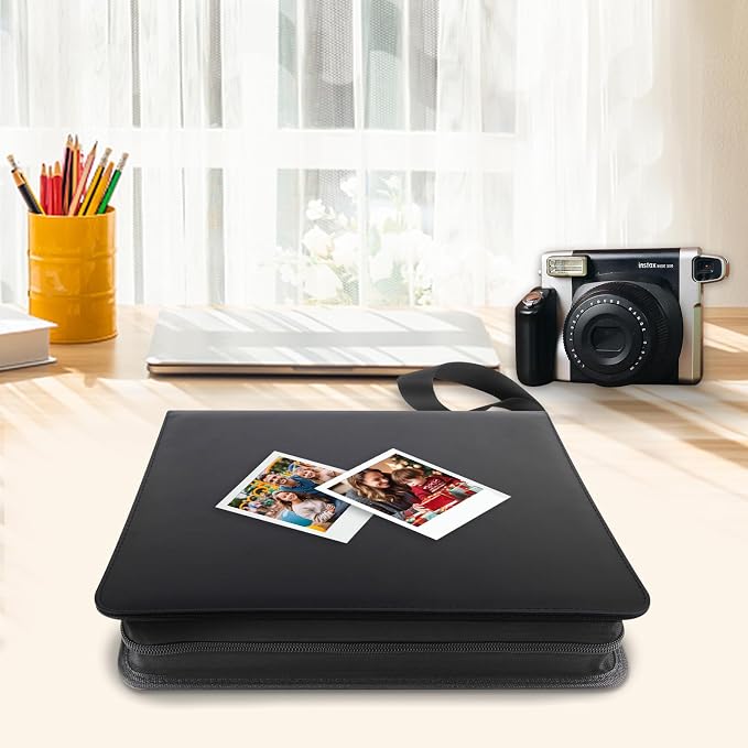 Veicevol 256-Pocket Album for Polaroid i-Type, 600 & SX-70 Photos, Black | Designed for Fujifilm Instax Wide Photos, Water-Resistant PU Leather Cover, Zipper Closure, Securely Holds Up to 256 Photos - Image 6