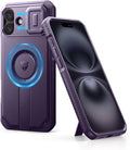 Dexnor for iPhone 16 Plus Case with Slide Camera Cover & Adjustable Kickstand, Magnetic Rugged Shockproof Bumper Cases Heavy-Duty Mangetic Protective Cover,Phantom Purple by Dexnor