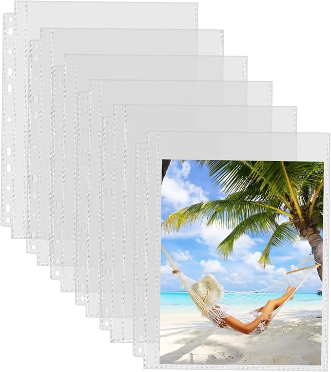 Sooez 30 Pack 8x10 Photo Sleeves for 3 Ring Binder, Hold 60 Pictures | Heavy Duty Plastic Binder Sleeves, Photo Album Refill Pages, Acid Free Archival Page Protector, Binder Inserts for Postcard by Sooez