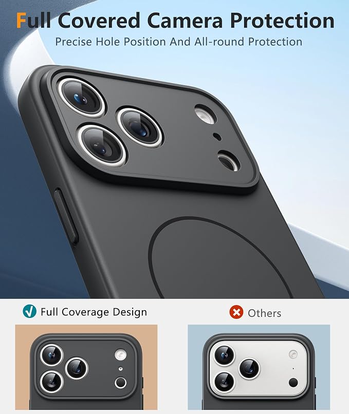 FNTCASE for iPhone 17 Pro Max Case, Fit for Magsafe, Screen Protector | Full Camera Protection, Integrated Silicone, 14FT Military Grade Drop Proof, Shockproof Protective Phone Cover, Full Gray - Image 4