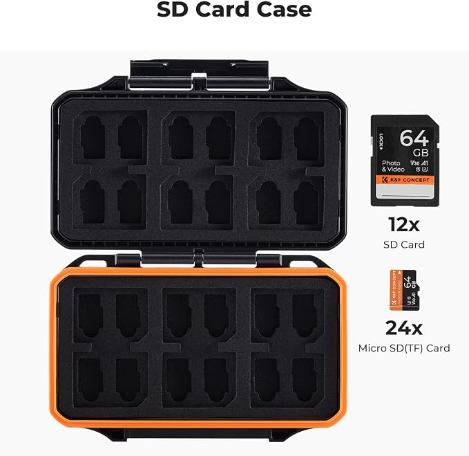 K&F CONCEPT 36 Slots Memory Card Case for SD Micro SD SDXC SDHC TF | Anti-Shock Carrying Storage Card Holder Water-Resistant for 24 Micro SD SDXC SDHC TF Cards and 12 SD SDXC SDHC Cards, PM03 - Image 2