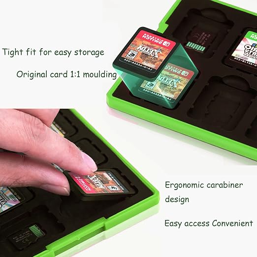 doepeBAE Game Card Case for Nintendo Switch,Portable Game Card Holder,Hard Shell Storage Case,Large Capacity Switch Card Organizer with 12 Card Slots (L Green) - Image 3