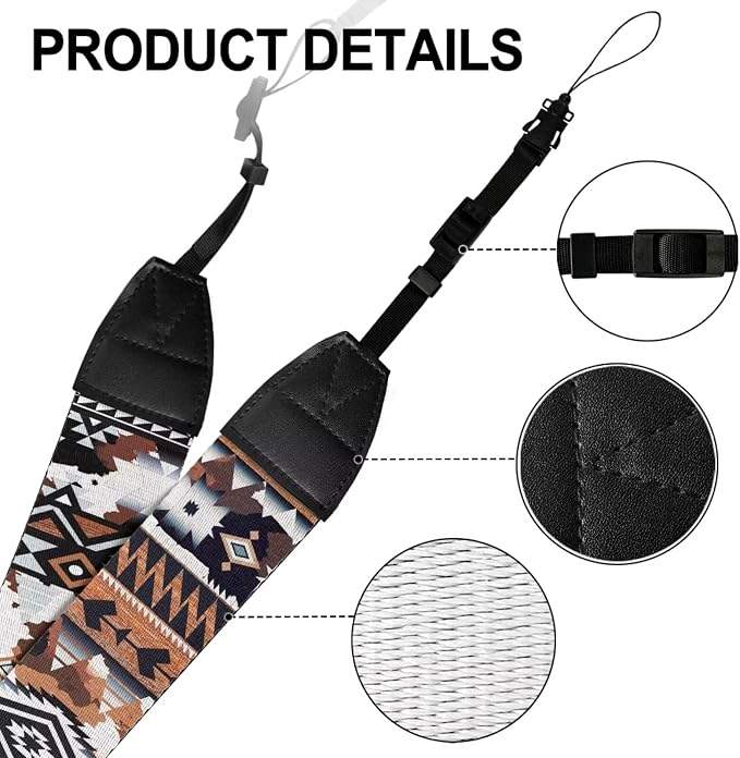 Coldinair Black Adjustable Camera Strap Universal Neck & Shoulder Soft Padded Strap for All DSLR Cameras,Binoculars - Image 7