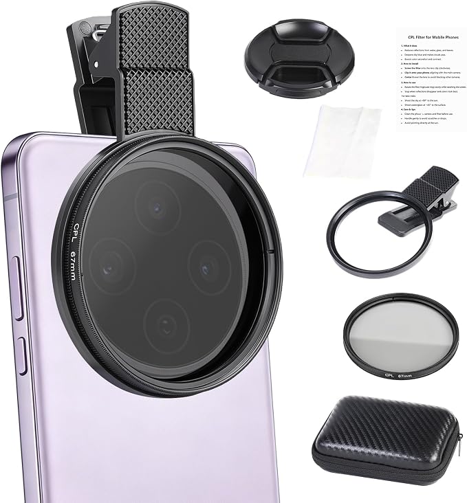67mm CPL Filter for Phone/DSLR, HD Circular Polarizer Polarizing Filter, Lens Attachment for iPhone 17 16 15 14 13 12 Samsung Galaxy Pixel and Other Phones/Camera, Eliminate Reflections by SeetheUnseen