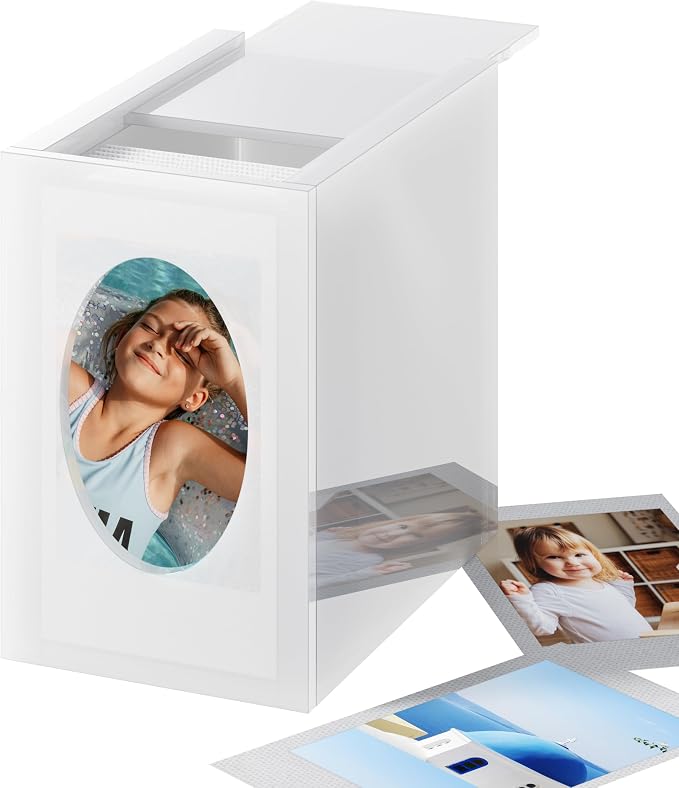 Mini Polaroid Frame & Photo Storage Box for Fujifilm Instax Mini Polaroid Film, 2”x3” Instax Film Frame for Photos, Small Picture Display Organizer Box with Sliding Lid, Acrylic Photos Album by Janaden