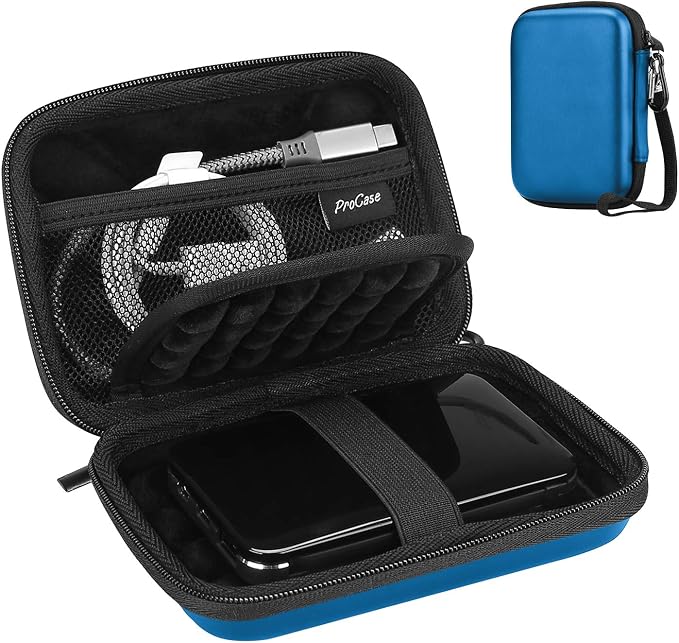ProCase External Hard Drive Travel Case for 2.5" HDD/SSD -Navy | Fits Seagate Portable, Samsung T9, WD Elements, My Passport, Toshiba Canvio Basics, 1TB-5TB Drives, USB 3.0 HDD/SSD Storage by ProCase