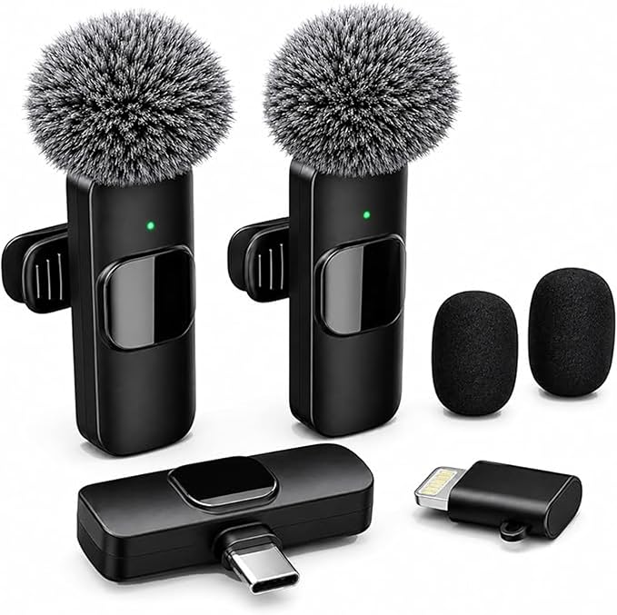 Wireless Lavalier Microphone for iPhone Android, 2Pcs Mini Mic, Plug & Play | Noise Cancelling, 64dB Adaptive, 0.35oz Featherweight, 65ft Range, 6H Battery, for Content Creators Vlogging, YouTube, TikTok by WelcomeToPsalmsPals