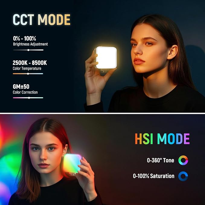 NEEWER Magnetic RGB Camera Video Light with Desk Tripod Stand & 3 Cold Shoes, Upgraded APP Control, CRI97+ 2500-8500K 2000mAh Rechargeable Photography Recording Small LED Panel Lighting, RGB62 - Image 3