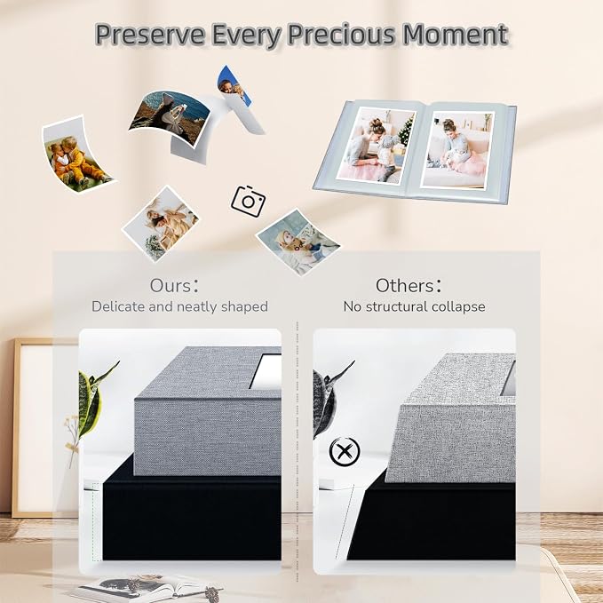 popotop Photo Album 4x6-100 Photos Photo Books with 100 Vertical Pockets,Linen Cover Albums for Family Wedding Anniversary Baby Vacation Pictures - Image 5