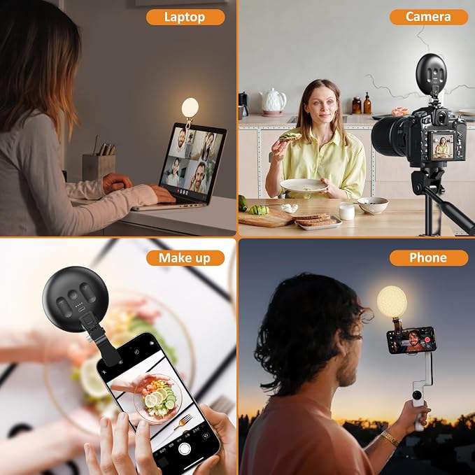 Anautin 60 LED Ring Light, Rechargeable Selfie With Front & Back Clip, 2500-6500K Portable Phone, Adjustable 3 Modes for iPhone, iPad, Tablet, Laptop, CRI97+, 90 Grams (Black) - Image 5