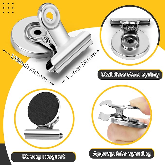 20 Pack Fridge Magnet Refrigerator Magnets, Strong Magnetic Clips, Heavy Duty Clip Magnets for Photo Displays, Whiteboard Magnets for Home, Office, Classroom, Job Ticket Holders - Image 3