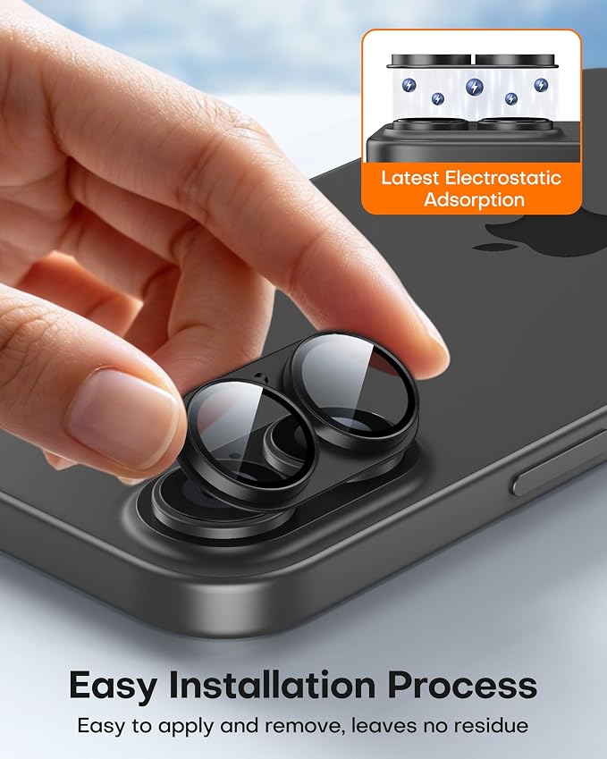 TAURI 2 Pack for iPhone 17 Camera Lens Protector, Black | Full Coverage Military-Grade Shatterproof, Upgrade AR Anti-Reflection Ultra Clear Transmission & Case Friendly - Image 5
