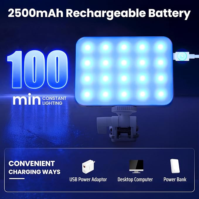 RGB Video Light, 100 LED Portable Camera Light, 360° Full Color Photography Lighting, 2700-7500K CRI 95+, 13 Light Modes for Phone, DSLR Video Recording, Vlog, YouTube Game Live Streaming - Image 8