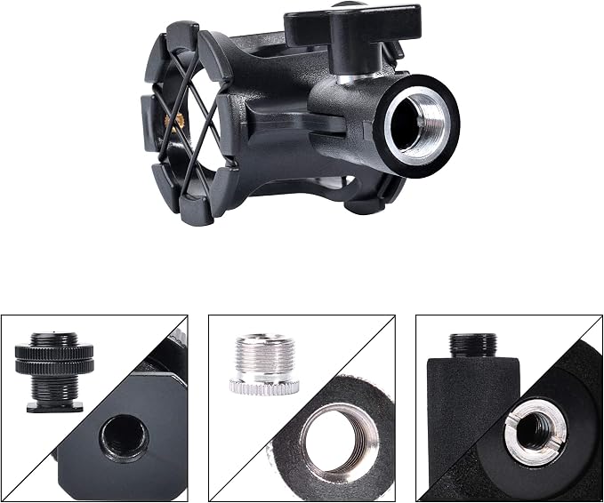 Bestshoot Microphone Shock Mount Universal Holder Clip + Hot Shoe Adapter for Condenser Shot gun Mic D230, ME66, NTG-2,NTG-1, AT-875R Neewer NW-81(1Pack) - Image 3