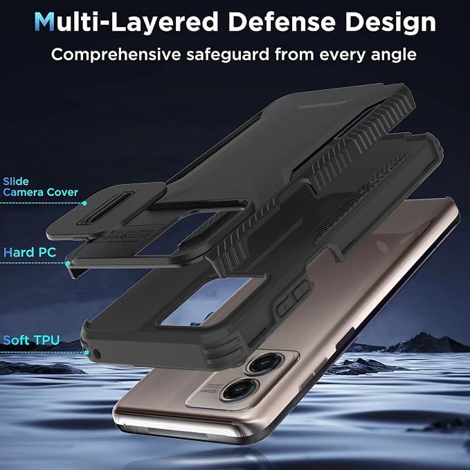 for Motorola G Stylus 5G 2023 Case with 1 HD Screen Protector & Slide Camera Cover [Military-Grade] Phone Case Heavy Duty Rugged Shockproof Protective Cover for Moto G Stylus 5G 2023(Black) - Image 6