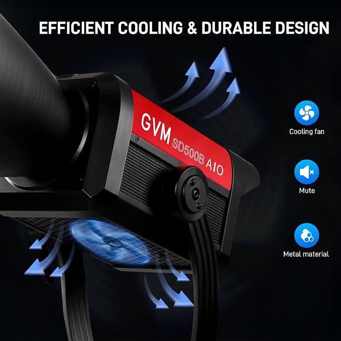 GVM 500W COB LED Video Light, APP Control, Bi-Color Continuous Output Lighting with Bowens Mount, 2700K-6800K, CRI/TLCI97+, 227040lux@1m, 12 Effects & 12 Sources for Studio Photography - Image 5