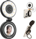 ULANZI LM23 Magnetic Selfie Light for iPhone with Magsafe, Mirror, Hook | 2500K-8000K CRI96 360° Rotation Type‑C LED Phone Selfie Beauty Fill Light for Video Recording/Vlogging/Meeting/TikTok-Black by ulanzi