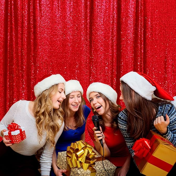Poise3EHome 8FT x 8FT Sequin Photography Backdrop Curtain for Party Decoration, Red - Image 7
