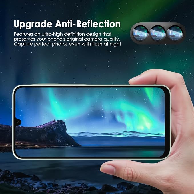 Camera Lens Protector for Samsung Galaxy A17, Black | AR+AF, 9H Tempered Glass, Individual Metal Ring, Anti Glare, Fall Protection, Camera Screen Cover - Image 5