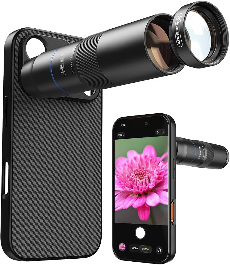 MIAO LAB 10X Telephoto + 200mm Macro Lens for iPhone 17 Pro, 2-in-1 Telephoto & Macro with 17mm Thread Interface & Dedicated Case – Perfect for Concerts, Travel, and Outdoor Exploration by MIAOLAB