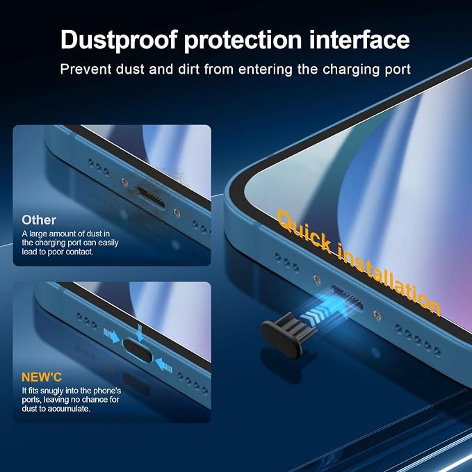 NEW'C 3x for iPhone 13 Screen Protector (6.1 inches)+ 3x Camera Lens Protector, Sensor Protection + Dust Plug - Case Friendly Tempered Glass Film, Ultra Resistant - Image 6