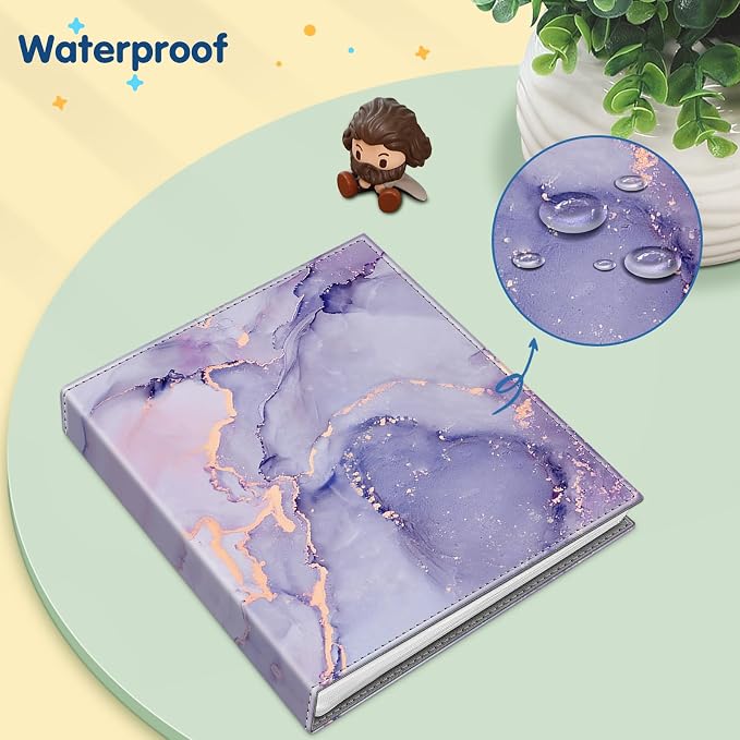Fintie Photo Album for 8x10 Photos, 52 Pockets Vegan Leather Memory Book | Premium Cover Picture Book, For Family/Wedding/Couples Keepsakes, Anniversary Photos & Artwork Collection, Lilac Marble - Image 8