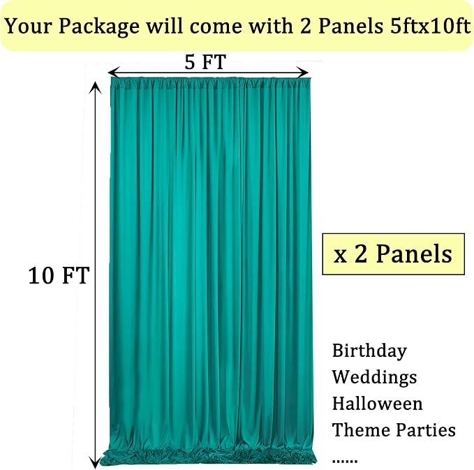 10ft x 10ft Wrinkle Free Turquoise Backdrop Curtains for Parties, Polyester Photo Backdrop Drapes 2 Panels 5x10ft for Wedding Mermaid Birthday Photography Background Party Backdrop - Image 6