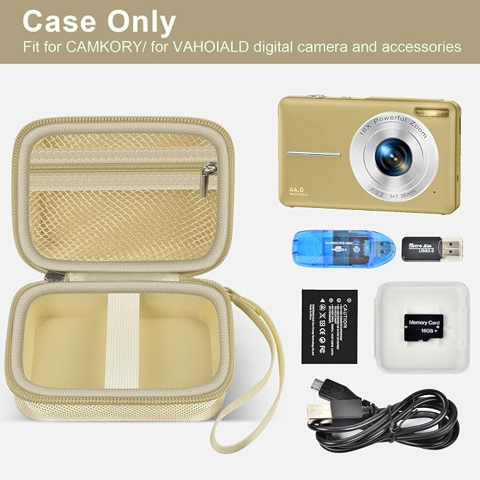 ALKOO Digital Camera Case for CAMKORY/Pouch for KODAK PixproLight Brown | for Lecran/for VAHOIALD Point and Shoot Camera, Hard Carrying Case with Mesh Pocket, Compact for Vlogging, Travel and Storage - Image 2