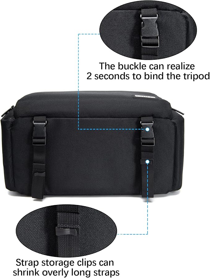 CADeN Compact Camera Shoulder Crossbody Bag Case Compatible for Nikon, Canon, Sony SLR/DSLR Mirrorless Cameras and Lenses Waterproof (1.0 L, Black) - Image 5