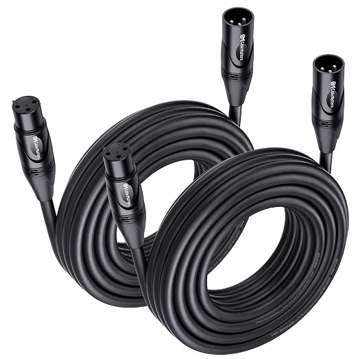 Cable Matters 2-Pack Premium XLR to XLR Cable, Microphone Cable, M-F, 25ft | Mic Cable, Male to Female, 21 AWG Oxygen-Free Copper (OFC), Black by CableMatters