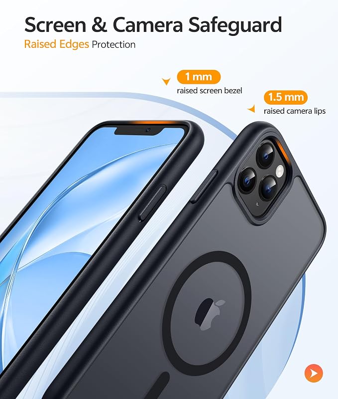 FNTCASE for iPhone 11 Pro Max Case, Fit for Magsafe, Translucent Matte Back | Magnetic Phone Cases, 14FT Military Grade Drop Protection, Slim Shockproof Protective Cover, Black - Image 4