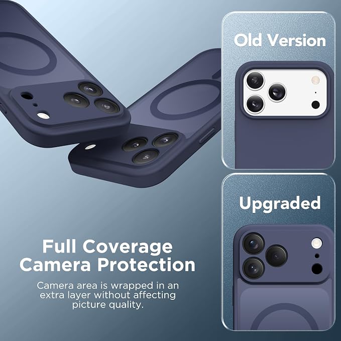 CAPRARO for iPhone 17 Pro Case, Compatible with MagSafe | Upgraded [Full Camera Protection] Protective Translucent Matte Women Girl Magnetic Phone Case Cover, Dark Blue - Image 7