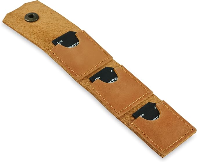 Leather SD Card Holder Keychain, SD Card Case Key Fob, Micro SD Card Holder Organizer, SD Card Storage Case, Memory Card Case Cover, Travel Memory Card Case (Vintage Brown) - Image 2