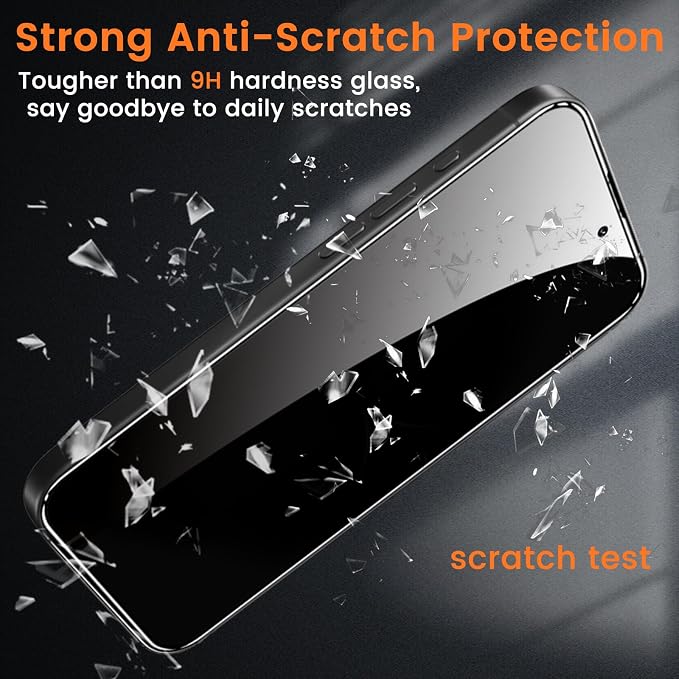 Lesakit 4 Pack Privacy Screen Protector for iPhone 17 Pro 6.3-Inch with 4 Pack Camera Lens Protector, Anti Spy Tempered Glass Film 9H Hardness Bubble Free Case Friendly - Image 4