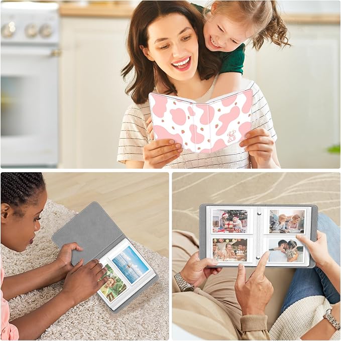 Fintie Instax Mini Photo Album for 2x3-Inch Film - 104 Pockets Small Albums for Fujifilm Instax Mini 12/11/99/40/7+/EVO/LiPlay/Link 3-2-1 Instant Camera/Polaroid Hi-Print Printer, Strawberry Cow - Image 7
