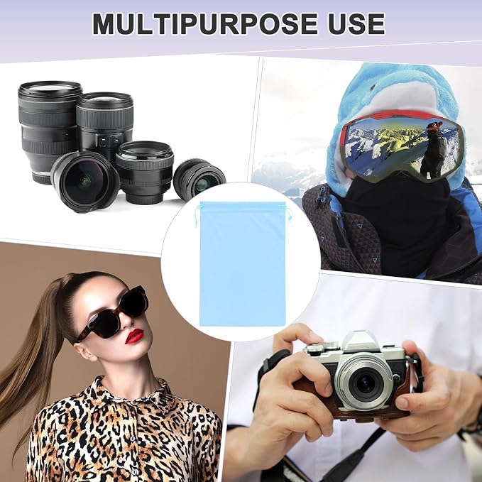 M METERXITY Ski Goggle Bag, Soft Microfiber Pouch Protective Storage Bags Case with Drawstring for Snow Goggles/Camera Lenses - Image 6