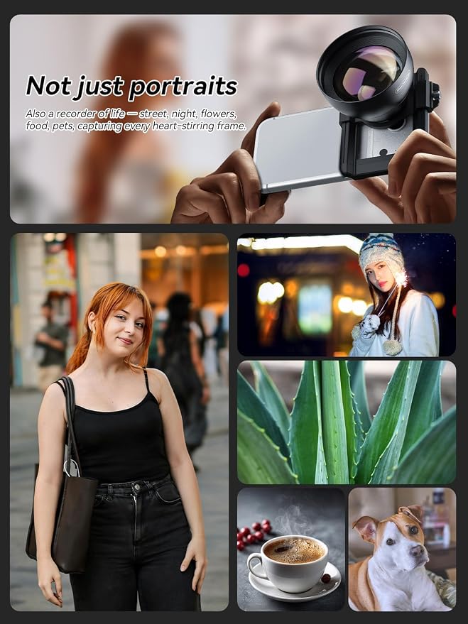 MIAO LAB 2X Telephoto Portrait Master Lens for iPhone, Samsung, Android - 50mm F1.05 Portrait Lens, 17mm Threaded Interface with Universal Clip for Portraits, Flowers, Food, Pets & Night Scenes - Image 5