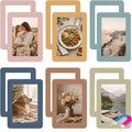 12 Pack Boho Magnetic Picture Frames 4x6 - Earthy Neutral Tones Minimalist Magnet Photo Borders for Refrigerator, Locker, Classroom & Office Decor - Open Face Aesthetic Home Accessories by Mindoub