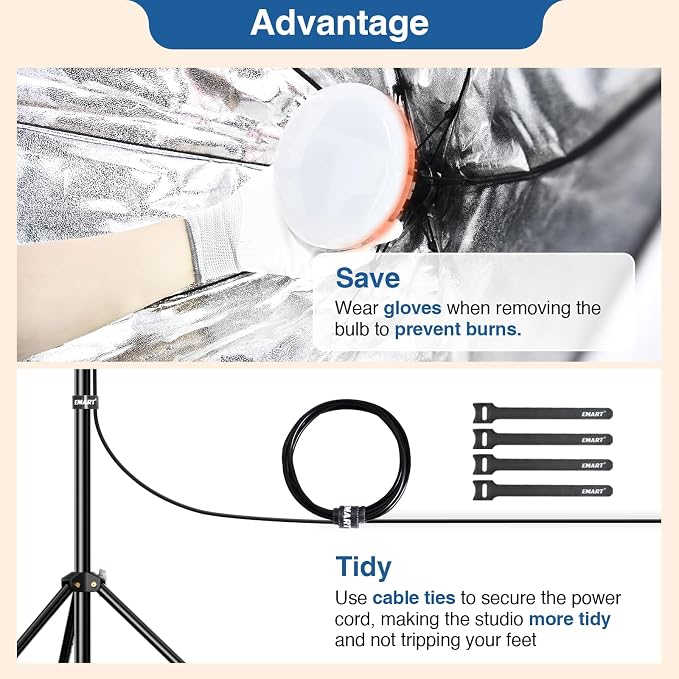 EMART Softbox Lighting Kit, 135W 25.5" Octa Soft Box for Photography 2Pack | 3000K-6500K LED Bulb with Remote, Professional Photography Lighting with Sandbag for Studio Lights, Portrait, Video Recording - Image 4