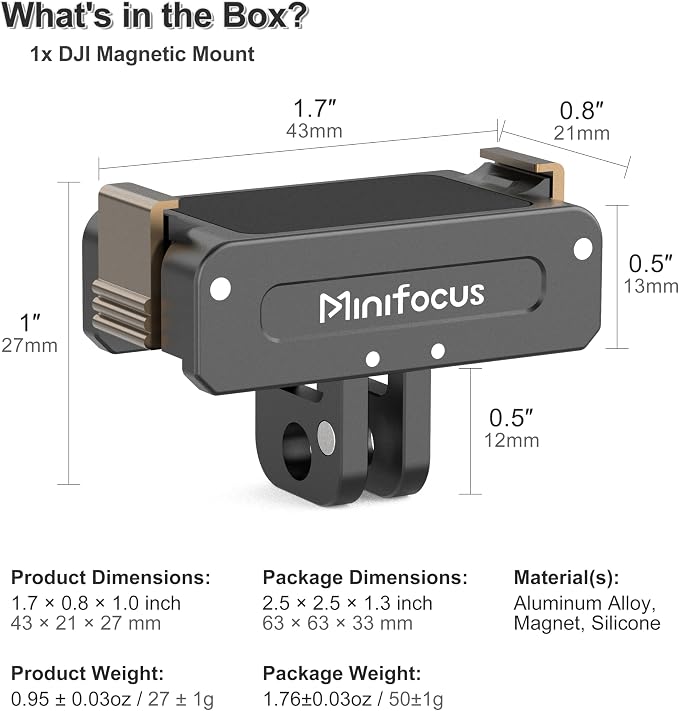 Minifocus Magnetic Quick Release Adapter Mount for DJI Osmo 360/ Action 5 Pro/4/3, Aluminum Alloy Bracket Connector Base with 1/4" Thread Hole & Foldable Dual-Claws for Tripods, Selfie Sticks - Image 6