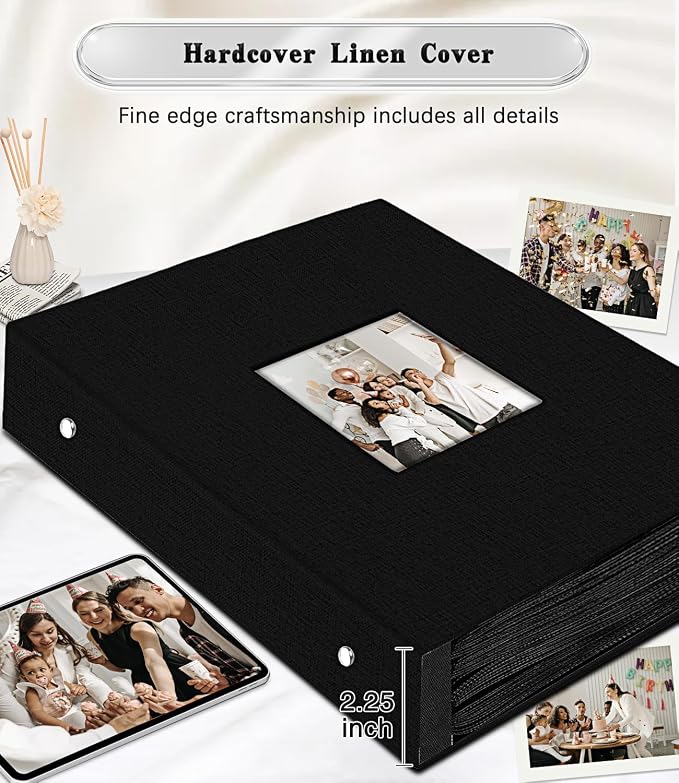 Ejblfe Photo Album 4x6,Linen Cover Slide-in Photo Album Book Can Holds 600 4x6 Photos with 60 Black Sheets for Family,Wedding,Baby and Holiday Pictures (Black) - Image 5