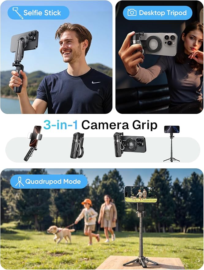 MAGIC JOHN Phone Tripod with 2 Selfie Light, Portable Pocket Size Selfie Stick for iPhone Magsafe, Selfie Stick with Detachable Remote Control for Photograph, Live Streaming, Video Recording - Image 3
