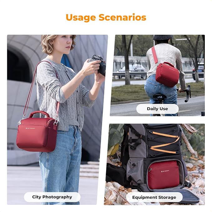K&F CONCEPT Camera Sling Bag Small Crossbody Bag | For DSLR/SLR Camera, Cute & Compact, Shoulder Photography Bags, Compatible for Canon/Nikon/Sony, BS09 - Image 8