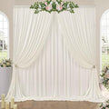 10ft x 10ft Wrinkle Free Ivory Backdrop Curtains for Parties, Polyester Photo Backdrop Drapes 2 Panels 5x10ft Background for Wedding Birthday Baby Shower Party by ENJOYYOURPARTY