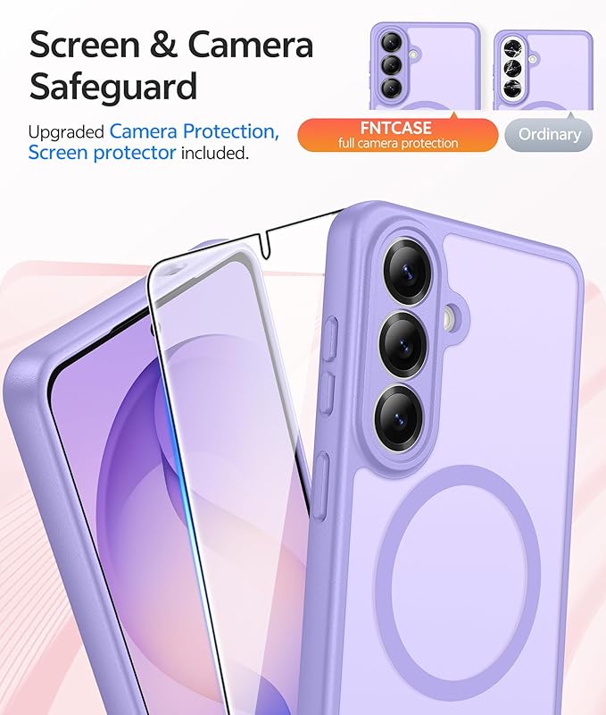 FNTCASE for Samsung Galaxy S26 Case, Fit for Magsafe, with Screen Protector | Full Camera Protection, Translucent Matte, 14FT Military Grade Drop Proof, Shockproof Protective Phone Cover, Light Purple - Image 4