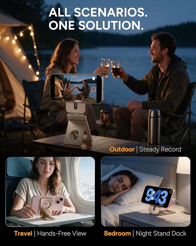 1ST IDEA for MagSafe Tripod Stand Ultra-Thin 0.23" | Aluminum Alloy Magnetic Tripod for iPhone, Flexible 20x Magnet Phone Stand Gift Accessories for Women Men for iPhone 17 16 15 14 13 12 Series - Image 5