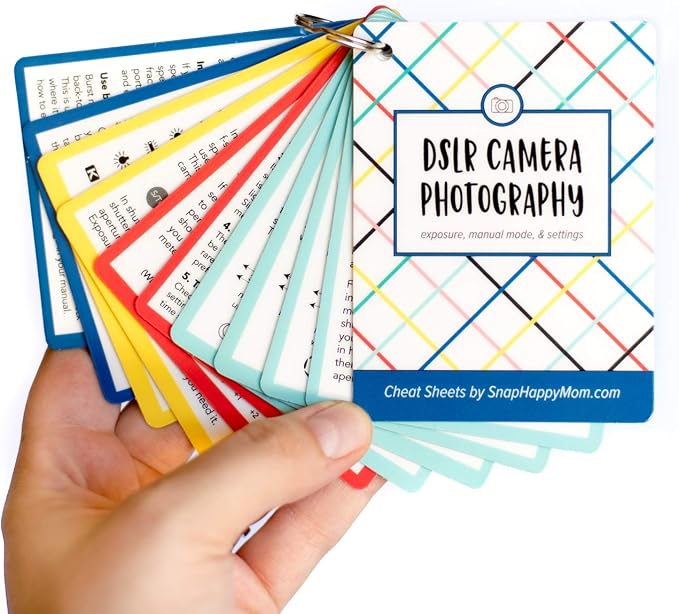 DSLR Cheat Sheet Cards for Canon, Nikon and Sony Cameras - Plastic Quick Reference Photography Cards | Camera Settings, Exposure & Manual Mode (Bright) - Image 2