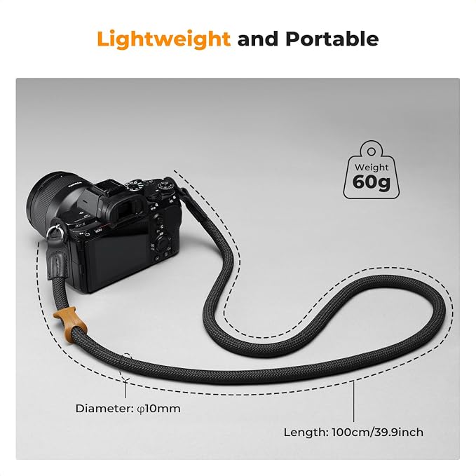 K&F CONCEPT Camera Neck Strap,100cm Camera Shoulder Strap | Nylon Rope, with O-ring for DSLR Camera, for Street Photography, BJ01 - Image 4