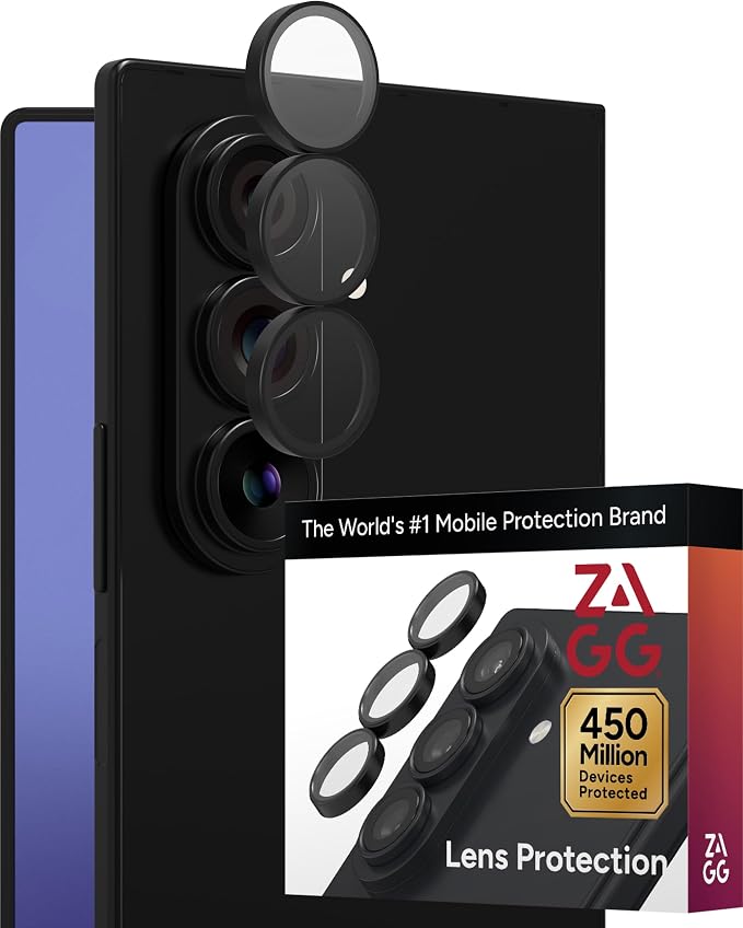 ZAGG Glass Elite Samsung Galaxy Z Fold8 Ultra Camera Lens Protector | Anti-Reflective, 5X Stronger Impact & Scratch Resistant Aluminosilicate Glass - Easy Installation, Smudge-Free Surface by ZAGG