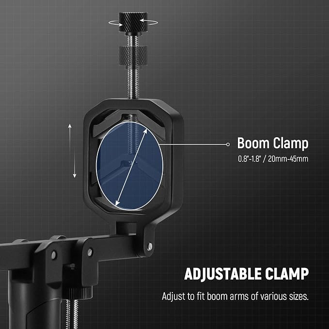 NEEWER Mic Boom Pole Support Holder with 5/8" Stud for Light Stand Boom Arm C Stand, Metal Nonslip DSLR Video Microphone Shotgun Mount Adapter, -15°/+30° Tilt, Max Load: 17.6lb/8kg, CM-NA-2 | For C Stand, Metal, Nonslip DSLR Video Microphone Shotgun Mo... - Image 5